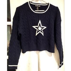 NWT Charlotte Russe S Cropped Sweater Navy Cable Kniit Y2K Whimsigoth Preppy